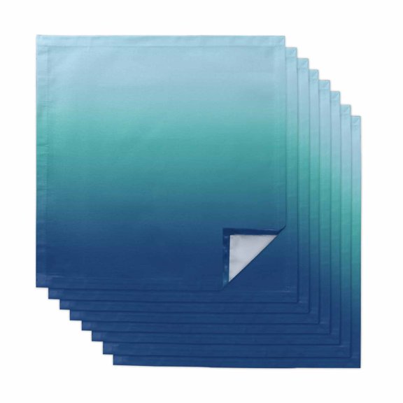 Teal Blue Ombre Cloth Napkins, Modern Abstract Art Gradient Aesthetics Washable and Reusable Dinner Napkins Set of 8, Table Napkin for Kitchen Party Birthday Wedding Hotel Housewarming 20"x20"