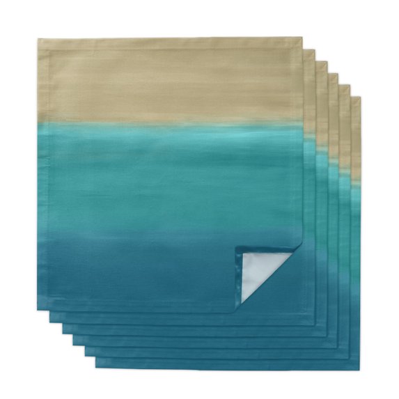 Teal Blue Ombre Cloth Napkins, Modern Abstract Gradient Art Washable and Reusable Dinner Napkins Set of 6, Table Napkin for Kitchen Party Birthday Wedding Hotel Housewarming 20"x20"