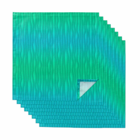 Teal Blue Ombre Cloth Napkins, Modern Geometric Abstract Art Aesthetics Washable and Reusable Dinner Napkins Set of 8, Table Napkin for Kitchen Party Birthday Wedding Hotel Housewarming 20"x20"