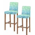 thumbnail image 1 of Teal Blue Ombre Coastal Bar Stool Covers Set of 2, Sea Nautical Summer Beach Starfish Coral Stretch Bar Chair Covers with Backs, Removable Pub Counter Height Chair Cover for Kitchen Dining Room Cafe, 1 of 7