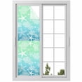 thumbnail image 1 of Teal Blue Ombre Coastal Window Privacy Film,Sea Nautical Summer Beach Starfish Coral Static Cling UV Sun Blocking Window Tint Day and Night,Non-Adhesive One Way Privacy Cover 17.7''x78.7'', 1 of 7
