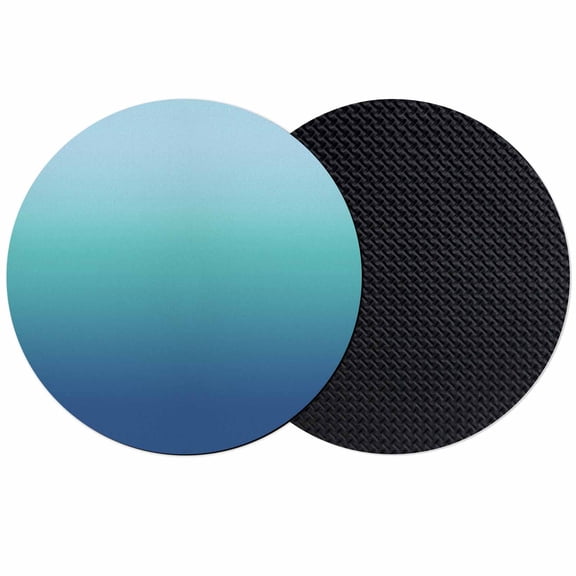 Teal Blue Ombre Coasters Set of 2, Modern Abstract Art Gradient Aesthetics Absorbent Coasters for Drinks, Coaster for Bar Office Dining Coffee Table Accessories Decor, Non Slip Round Desk Coaster