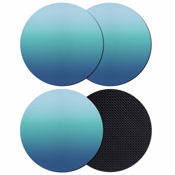 Teal Blue Ombre Coasters Set of 4, Soft Absorbent Coasters for Drinks, Modern Abstract Art Gradient Aesthetics Non-Slip Cup Coaster Mat with Rubber Bottom for Home Kitchen Coffee Bar Table Decor 4"