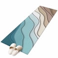 thumbnail image 1 of Teal Blue Ombre Cream 2'x6' Runner Rug, Modern Geometric Brown Aesthetic Washable Non-Slip Area Rugs for Hallway Kitchen Floor Bedroom Entryway, Laundry Carpet Decoration Indoor Mat, 1 of 9