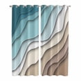 thumbnail image 1 of Teal Blue Ombre Cream Kitchen Curtains 96 Inch Length, Modern Geometric Brown Aesthetic Grommet Top Bedroom Living Room Curtains, Light Filtering Cafe Curtain Drapes 2 Panels Set 104''x96'', 1 of 9