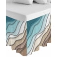 thumbnail image 1 of Teal Blue Ombre Cream Wrap Around Bed Skirts for King Bed 18" Drop,Bed Skirt with Adjustable Elastic Belt Dust Ruffle Bed Valance for Bedroom Hotel Modern Geometric Brown Aesthetic Bed Frame Cover, 1 of 7