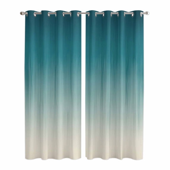 Teal Blue Ombre Kitchen Curtains Window Panels, Contemporary Gradient Abstract Art Insulated Window Treatment Curtain, Grommet Curtains for Bedroom/Living Room/Bathroom, 2 Piece 42"Wx84"L