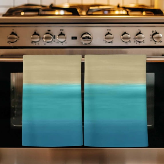 Teal Blue Ombre Kitchen Towels Set of 4, Modern Abstract Gradient Art Absorbent Dish Towels for Kitchen, Microfiber Hand Towel, Quick Drying Tea Towel for Cleaning Decorative Dishcloths