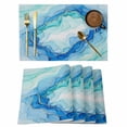 thumbnail image 1 of Teal Blue Ombre Marble Placemats Set of 12 Abstract Art Marble Fluid Place Mats Indoor Wipeable Table Mats Washable Cloth Dining Table Placemats for Kitchen Holiday Party Home Decor 13x19 Inch, 1 of 9