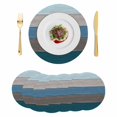 thumbnail image 1 of Teal Blue Ombre Round 15 Inch Placemats Set of 6, Retro Farmhouse Gradient Wood HeatResistant Non Slip Place Mats for Dining Table, Wipeable Braided Kitchen Table Mats for Housewarming, 1 of 9