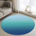 thumbnail image 1 of Teal Blue Ombre Round Area Rug 4 FT, Non Slip Indoor Outdoor Rug, Modern Abstract Art Gradient Aesthetics Washable Soft Circular Carpet Non-Shedding Floor Mat for Coffee Table Nursery Foyer Balcony, 1 of 8