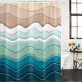 thumbnail image 1 of Teal Blue Ombre Stripe Waterproof Shower Curtain, 48"x72" Washable Polyester Fabric Shower Curtains for Bathroom, Abstract Summer Beach Coastal Decorative Bathtub Curtain Sets with Hooks, 1 of 9