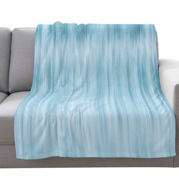 Teal Blue Ombre Striped Fleece Throw Blanket Lightweight Modern Abstract Art Fuzzy Flannel Throws Super Soft Cozy Flannel Blanket for Couch, Sofa, Bed, Travel 40"x50"