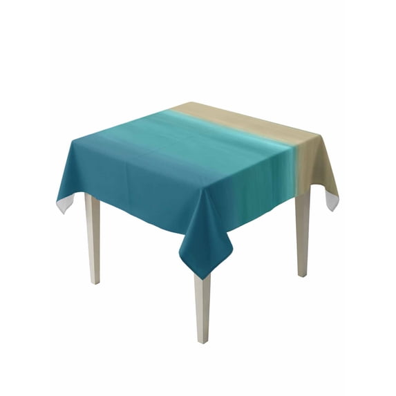 Teal Blue Ombre Table Cloth, Waterproof Tablecloth for Square Tables, Modern Abstract Gradient Art Reusable Washable Fabric Table Cover for Restaurant Kitchen Dining Tables 60"x60"