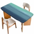 thumbnail image 1 of Teal Blue Ombre Table Cloths for 4 Foot Rectangle Tables, Modern Abstract Art Texture Patio Waterproof Elastic Fitted Tablecloths, Washable Rectangular Table Cover for Camping, 1 of 8