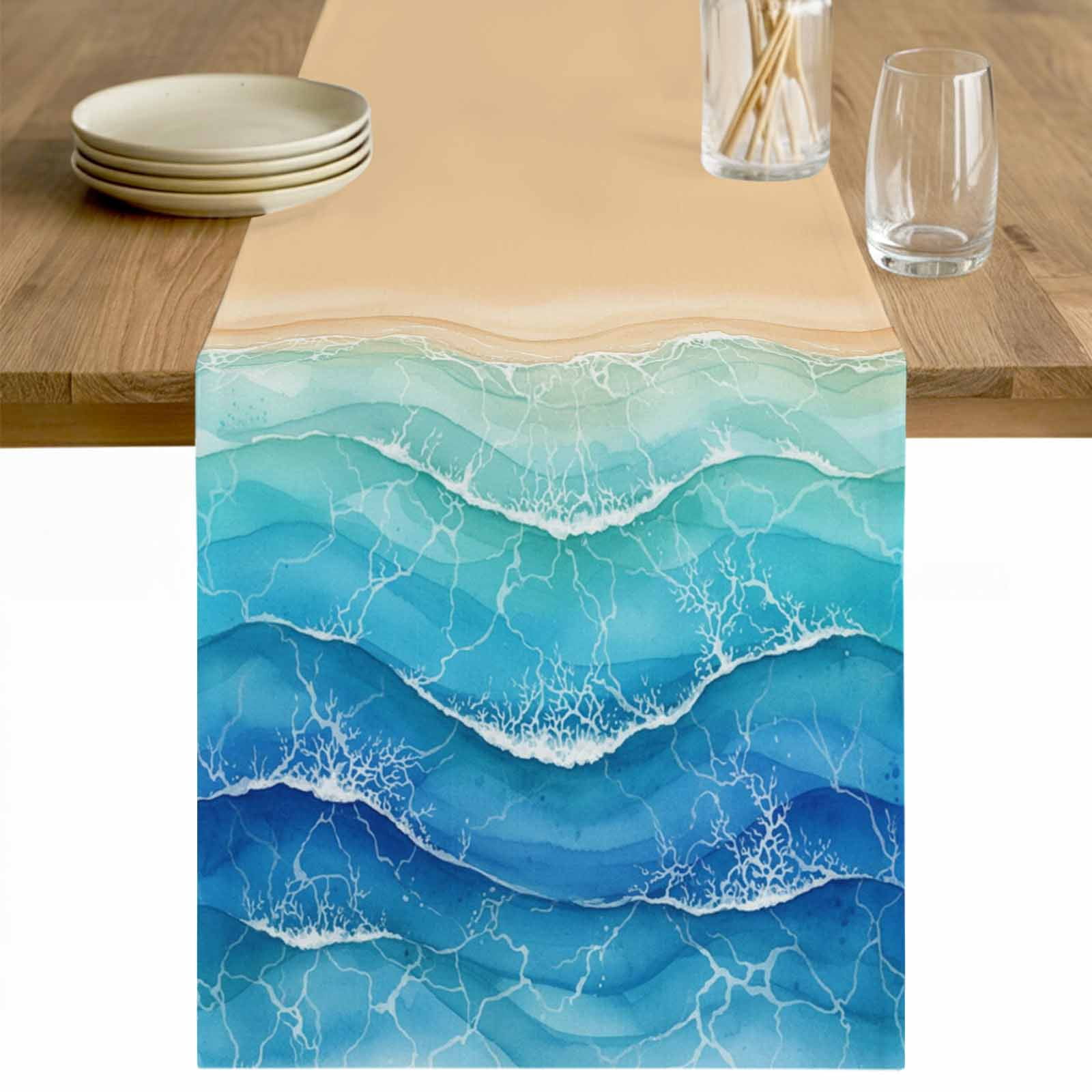 Teal Blue Ombre Table Runner 72 Inches Long Farmhouse Dress Scarves ...