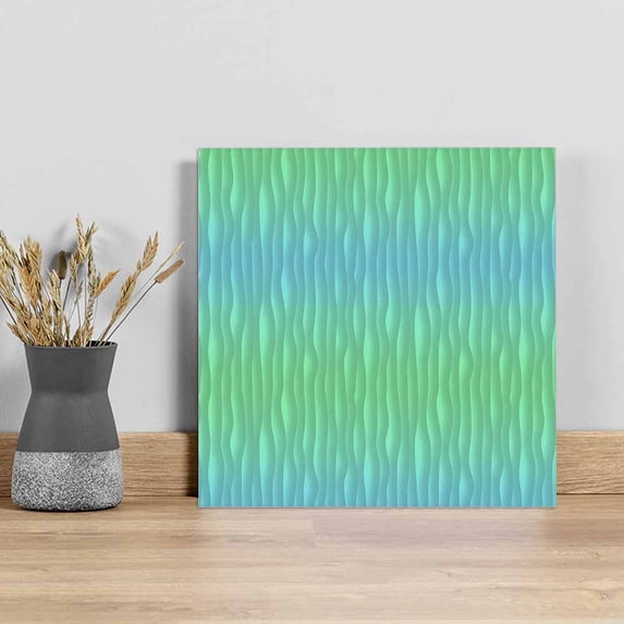 Teal Blue Ombre Wall Art Painting on Canvas, Modern Geometric Abstract Art Aesthetics Canvas Art Home Prints Wall Art Framed Modern Artwork for Living Room Bedroom Wall Decor 20x20in