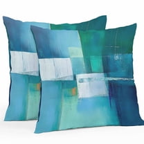 Teal Blue Outdoor Pillow Covers Pack of 2 Modern Oil Painting Abstract Geometric Waterproof Throw Pillow Covers Decorative Cushion Cases for Patio Garden Tent Balcony Couch 26x26 inch