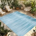 thumbnail image 1 of Teal Blue Outdoor Rug for Patio/Deck/Porch, Non-Slip Large Area Rug 5 x 8 Ft, Modern Abstract Art Ombre Striped Indoor Outdoor Rugs Washable Area Rugs, Reversible Camping Rug Carpet Runner, 1 of 8