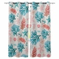 thumbnail image 1 of Teal Blue Red Coral Blackout Curtains for Bedroom Living Room Darkening Curtains 63 Inches Long Coastal Nautical Summer Beach Window Curtain 2 Panels Set Window Treatment Grommet Drapes 42"x63", 1 of 9