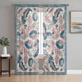 thumbnail image 1 of Teal Blue Red Ethnic Sheer Curtains 72 Inch Length 2 Panels Set, Boho Modern Geometric Abstract Art Voile Window Treatment Rod Pocket Curtains Sheers Drapes for Bedroom/Living Room/Kitchen 52"x72"x2, 1 of 7