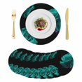 thumbnail image 1 of Teal Blue Rose Round 13 Inch Placemats Set of 8, Vintage Abstract Garden Flower Floral Black HeatResistant Non Slip Place Mats for Dining Table, Wipeable Braided Kitchen Table Mats for Housewarming, 1 of 9
