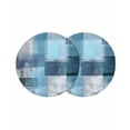 thumbnail image 1 of Teal Blue Round 13 Inch Placemats Set of 2, Modern Oil Painting Abstract Ombre Geometric HeatResistant Non Slip Place Mats for Dining Table, Wipeable Braided Kitchen Table Mats for Housewarming, 1 of 9