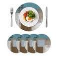 thumbnail image 1 of Teal Blue Round 13 Inch Placemats Set of 4, Brown White Minimalist Retro Smear Ombre Art HeatResistant Non Slip Place Mats for Dining Table, Wipeable Braided Kitchen Table Mats for Housewarming, 1 of 9