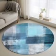 thumbnail image 1 of Teal Blue Round Area Rug 4 FT, Non Slip Indoor Outdoor Rug, Modern Oil Painting Abstract Ombre Geometric Washable Soft Circular Carpet Non-Shedding Floor Mat for Coffee Table Nursery Foyer Balcony, 1 of 8