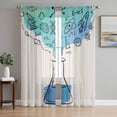 thumbnail image 1 of Teal Blue Science Sheer Curtains 84 Inch Length 2 Panels Set, Funny Cartoon Artwork Wood Grain Voile Window Treatment Rod Pocket Curtains Sheers Drapes for Bedroom/Living Room/Kitchen 52"x84"x2, 1 of 7