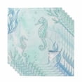 thumbnail image 1 of Teal Blue Seahorse Coastal Cloth Napkins, Beach Watercolor Sea Ocean Nautical Washable and Reusable Dinner Napkins Set of 6, Table Napkin for Kitchen Party Birthday Wedding Hotel Housewarming 20"x20", 1 of 9