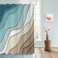 thumbnail image 1 of Teal Blue Shower Curtain, Teal Blue Brown Ombre Aqua Beach Waves Ocean Modern Bathroom Curtain Home Decor Waterproof Fabric Machine Washable with 6PCS Hooks,36" Wx72 L, 1 of 6