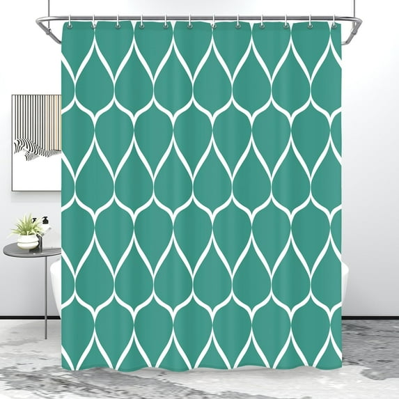 Teal Blue Shower Curtain, Waterproof Design and Polyester, Quick-Drying, Weighted Hem, Shower Curtains for Bathroom W 72 x H 72, Machine Washable with 12 Hooks