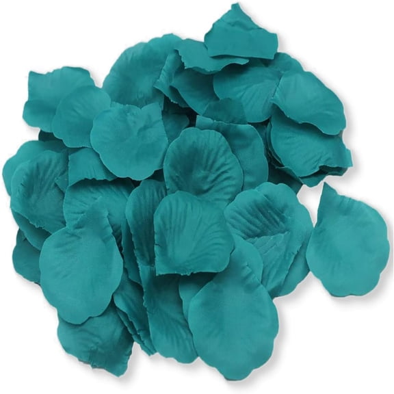 Teal Blue Silk Rose Petals - Artificial Flower Petals for Wedding Aisle Decor, Table Scatters Centerpieces, Basket, Cake Decoration