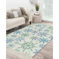 thumbnail image 1 of Teal Blue Snowflakes Area Rug 4x6 Living Room Rug with Tassel Woven Cotton Entryway Rugs Washable Bedroom Rugs Aesthetic Nursery Carpet Christmas Snowflake Winter Holiday Floor Mat for Laundry Room, 1 of 5