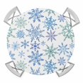 thumbnail image 1 of Teal Blue Snowflakes Round Tablecloth for 45-54 Inch Tables,Fitted Table Cover with Elastic Edge,Christmas Snowflake Winter Holiday Waterproof Outdoor Table Cloth Protector for Patio Garden Dinner, 1 of 9