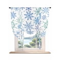 thumbnail image 1 of Teal Blue Snowflakes Tie Up Curtains for Windows 63 Inch Length Balloon Curtains Kitchen Adjustable Balloon Window Shade Christmas Snowflake Winter Holiday Tie Up Bathroom Curtain Window 46"x63", 1 of 6