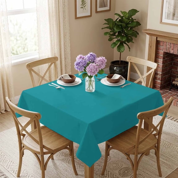 Teal Blue Square Tablecloth 54x54 Inch Solid Color Waterproof Polyester Tablecloth for Dining Table, Washable Table Cover for Kitchen Dining Room Wedding Decoration,Stain Resistant