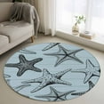 thumbnail image 1 of Teal Blue Starfish Round Area Rug 3.3Ft Washable Circle Rugs for Dining Room Table, Coastal Ocean Summer Sea Nautical Non-Slip Carpet Floor Mats Indoor Outdoor Carpet Runner Aesthetic Home Decor, 1 of 8