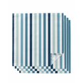 thumbnail image 1 of Teal Blue Stripe Cloth Napkins Set of 4 Reusable Dinner Napkins, Ombre Geometric Aqua Vertical Striped Cocktail Napkin Washable Table Napkins for Wedding/Holiday Party/Baby Shower 20"x20", 1 of 7