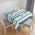 thumbnail image 1 of Teal Blue Stripe Table Cloth Waterproof Tablecloths, Ombre Geometric Aqua Vertical Striped Tablecloth Dining Table Cover for Kitchen Party Tabletop Outdoor, Square Tablecloth 60x60 Inch, 1 of 9