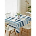 thumbnail image 1 of Teal Blue Stripe Tablecloth Rectangle Table Cloth 60x84, Waterproof Tablecloth Outdoor Table Cloth, Ombre Geometric Aqua Vertical Striped Washable Table Cover for Kitchen Dinning Party, 1 of 8