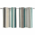 thumbnail image 1 of Teal Blue Striped Kitchen Curtains Window Panels, Farmhouse Stripes Modern Abstract Art Insulated Window Treatment Curtain, Grommet Curtains for Bedroom/Living Room/Bathroom, 2 Piece 27.5"Wx39"L, 1 of 8