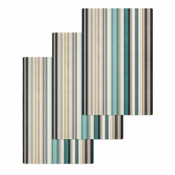 Teal Blue Striped Kitchen Dish Towels for Drying Dishes Set of 3, Farmhouse Stripes Modern Abstract Art Waffle Weave Microfiber Hand Tea Bathroom Towels Quick Dry & Absorbent Towel 15.7x23.6