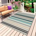 thumbnail image 1 of Teal Blue Striped Outdoor Rug 4x6 Ft, Non Slip Washable Area Rug, Farmhouse Stripes Modern Abstract Art Patio Rugs Carpet Runner, Large Floor Mat for Indoor/Outdoor Deck Porch Camping, 1 of 8