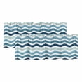 thumbnail image 1 of Teal Blue Stripes Ombre Curtain Valances for Windows, Kitchen Valance Window Treatments Panel 2 Pack, Gradient White Geometric Ocean Wave Rod Pocket Short Curtains for Bathroom Bedroom 60 x 18 Inch, 1 of 8