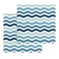 thumbnail image 1 of Teal Blue Stripes Ombre Kitchen Dish Towels for Drying Dishes Set of 2, Gradient White Geometric Ocean Wave Waffle Weave Microfiber Hand Tea Bathroom Towels Quick Dry & Absorbent Towel 12x12, 1 of 7