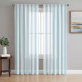 thumbnail image 1 of Teal Blue Stripes Sheer Curtains 63 Inch Length 2 Panels Set, Modern Vertical Striped Minimalist Voile Window Treatment Rod Pocket Curtains Sheers Drapes for Bedroom/Living Room/Kitchen 52x"63"x2, 1 of 8