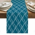 thumbnail image 1 of Teal Blue Stripes Table Runner - 72 Inch Long, Kitchen Dining Table Runner Dresser Scarves, Simple Geometric Modern Monochrome Farmhouse Decor for Coffee Tables Wedding Party Banquet, 1 of 8