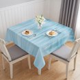 thumbnail image 1 of Teal Blue Table Cloth Waterproof Tablecloths, Modern Abstract Art Ombre Striped Tablecloth Dining Table Cover for Kitchen Party Tabletop Outdoor, Square Tablecloth 60x60 Inch, 1 of 9
